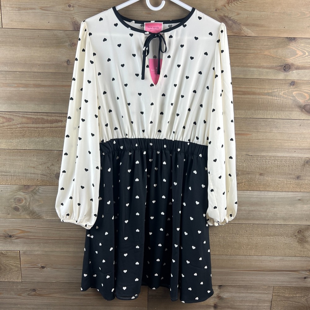 Kate Spade Womens Dress Perfect Heart Long Sleeve Blouson Elegant Designer Large